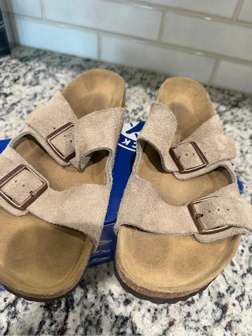 Men’s Adjustable Suede Double-Strap Sandals in taupe